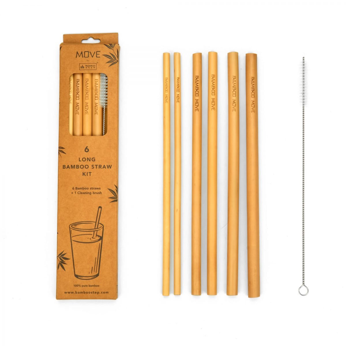 Box Kit 6 long straws - Bamboo MOVE